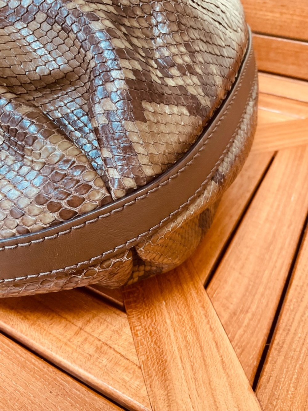 Gucci Studded Brown Python Handbag - Picture 4 of 16